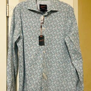 Egara Blue and White Casual Button Down Shirt
